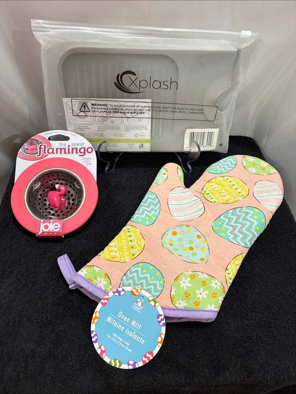 Oven Mitt - Peach, Mint & Lavender 3pack Bundle w/ Mat & Sink Stopper NWT